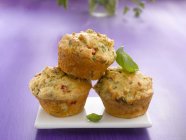Vegetable muffins with basil — Stock Photo