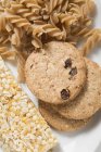 Wholemeal biscuits, pasta and muesli — Stock Photo