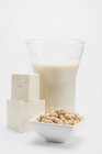 Tofu, soy milk and beans — Stock Photo