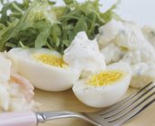 Яєчний салат з майонезом і ракетою — стокове фото