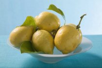 Спелые лимоны с листьями — стоковое фото