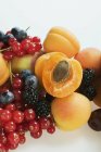 Apricots and mixed summer berries — Stock Photo