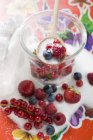 Frutas no pote de geleia — Fotografia de Stock