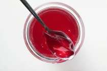 Jar of redcurrant jelly — Stock Photo
