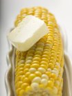 Corn on cob with knob of butter — Stock Photo