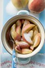 Sliced Sugared peaches — Stock Photo