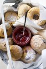 Raisin buns and jar — Stock Photo