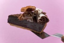 Chocolate tart on cake server — Stock Photo