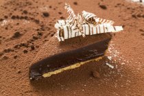 Chocolate tart on cocoa powder — Stock Photo