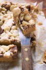 Fetta di cioccolato con noci di macadamia — Foto stock
