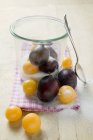 Black and mirabelle plums — Stock Photo