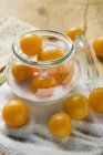 Close up of  Mirabelles with sugar — Stock Photo