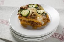 Polenta bake with mince and courgettes — Stock Photo