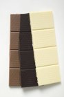 Diferentes barras de chocolate — Fotografia de Stock