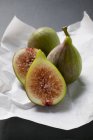Three green fresh figs — Stock Photo