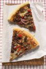 Два скибочки цибулевої піци — стокове фото