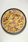 Unbaked Hawaiian pizza — Stock Photo
