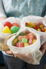 Paper bags of jelly sweets — Stock Photo