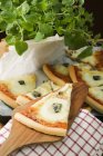 Three cheese pizza with oregano — Stock Photo
