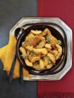 Top view of chicken Tajine with quinces — Stock Photo