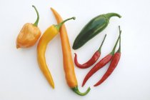 Red chillies on white background — Stock Photo