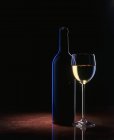 Weißwein und eine Weinflasche — Stockfoto