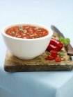 Sopa de tomate y pimiento rojo - foto de stock