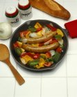 Sausages with Onion and Peppers — Stock Photo