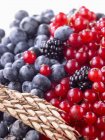 Mixed summer berries and wheat — Stock Photo