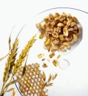 Muesli and wheat ears — Stock Photo