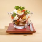 Mykonos salad in pot — Stock Photo