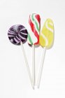 Three lollipops, close-up — Stock Photo