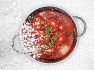 Washing red tomatoes — Stock Photo