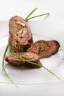 Sliced Beef roulade with ceps — Stock Photo
