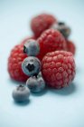 Fresh ripe blueberries and raspberries — Stock Photo