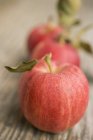 Trois pommes Gala aux feuilles — Photo de stock