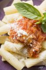 Pasta rigatoni con salsa di pomodoro — Foto stock
