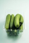 Cucumbers in Plastic Container — Stock Photo