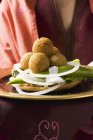 Tray of falafel chickpea balls serving — Stock Photo