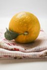 Naranja fresco con hoja - foto de stock
