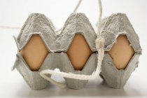 Huevos de pollo en caja de cartón - foto de stock