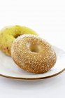 Sesame bagel and a cheese bage — Stock Photo