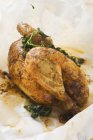 Half of roasted chicken with parsley — Stock Photo