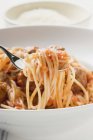 Spaghetti con polpette — Foto stock