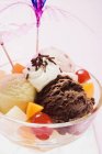 Cream with fruits — Stock Photo