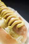 Хот-дог с квашеной капустой и горчицей — стоковое фото