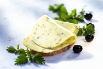Slice of bread with cheese — Stock Photo