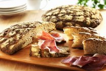 Vinschgau bread with ham — Stock Photo