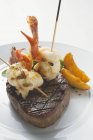 Surf and Turf  on plate — Stock Photo