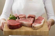 Person holding beef — Stock Photo